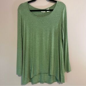 Kenar Long Sleeve Top Green Modal Soft Stretch Jersey Knit Size Medium